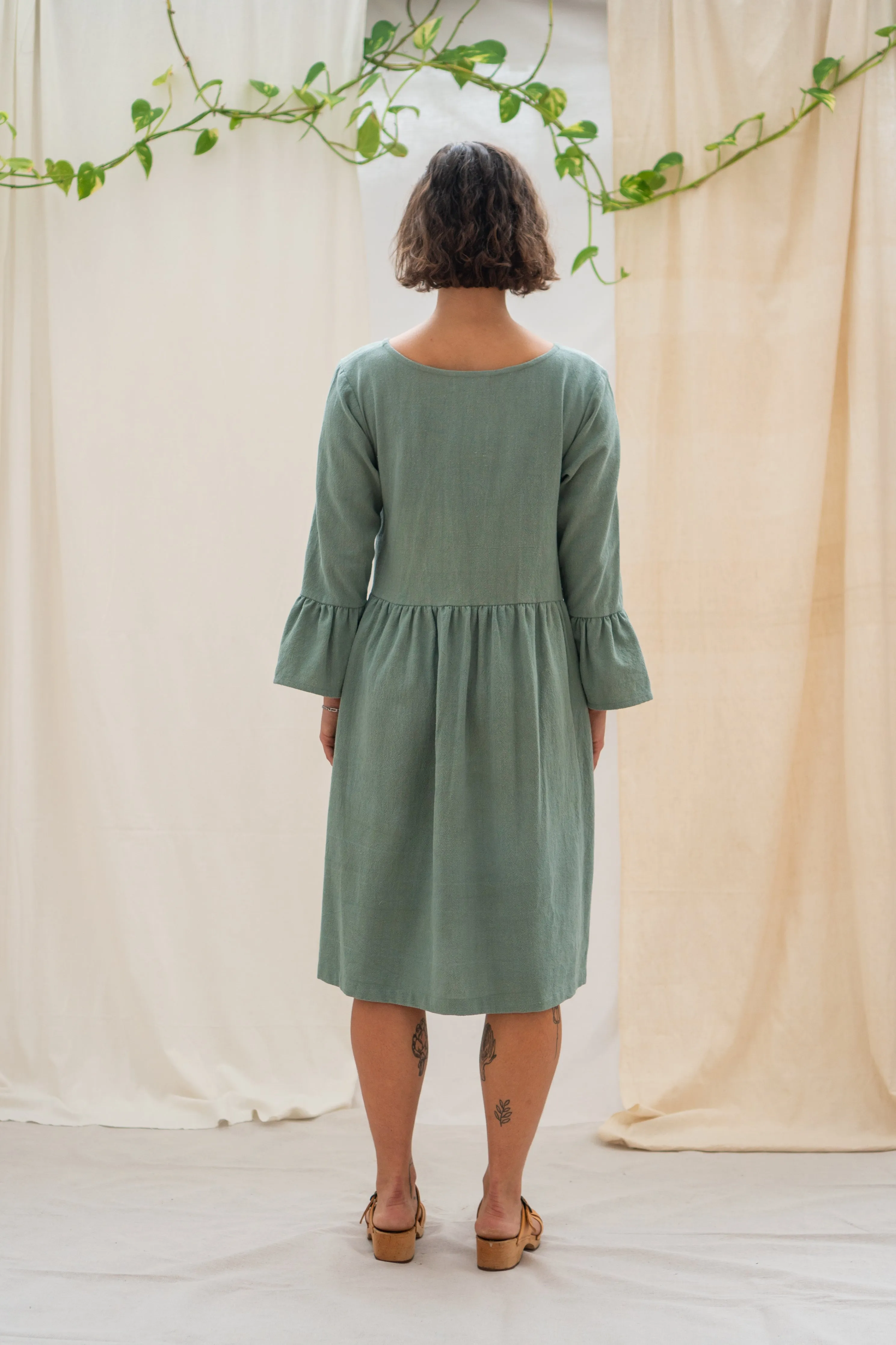 Ruffle Sleeve Dress - Sage