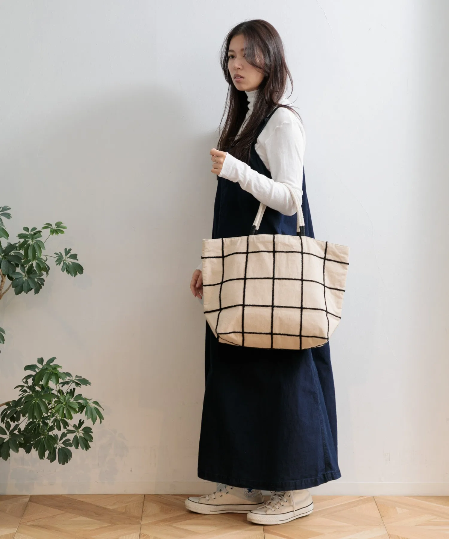 【WOMEN】beej Loop check big tote bag