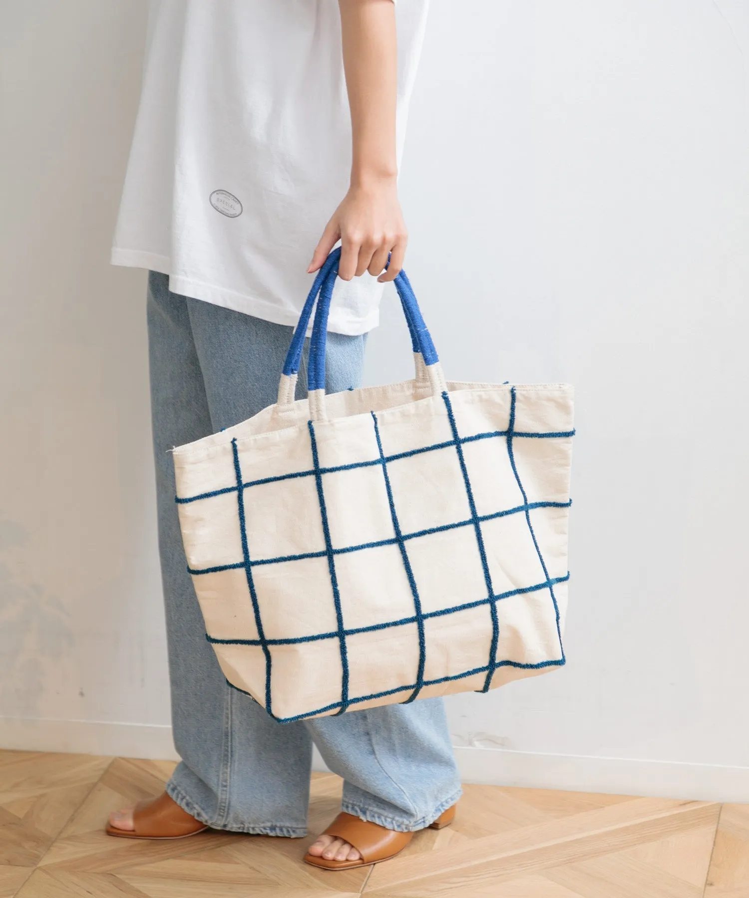 【WOMEN】beej Loop check big tote bag