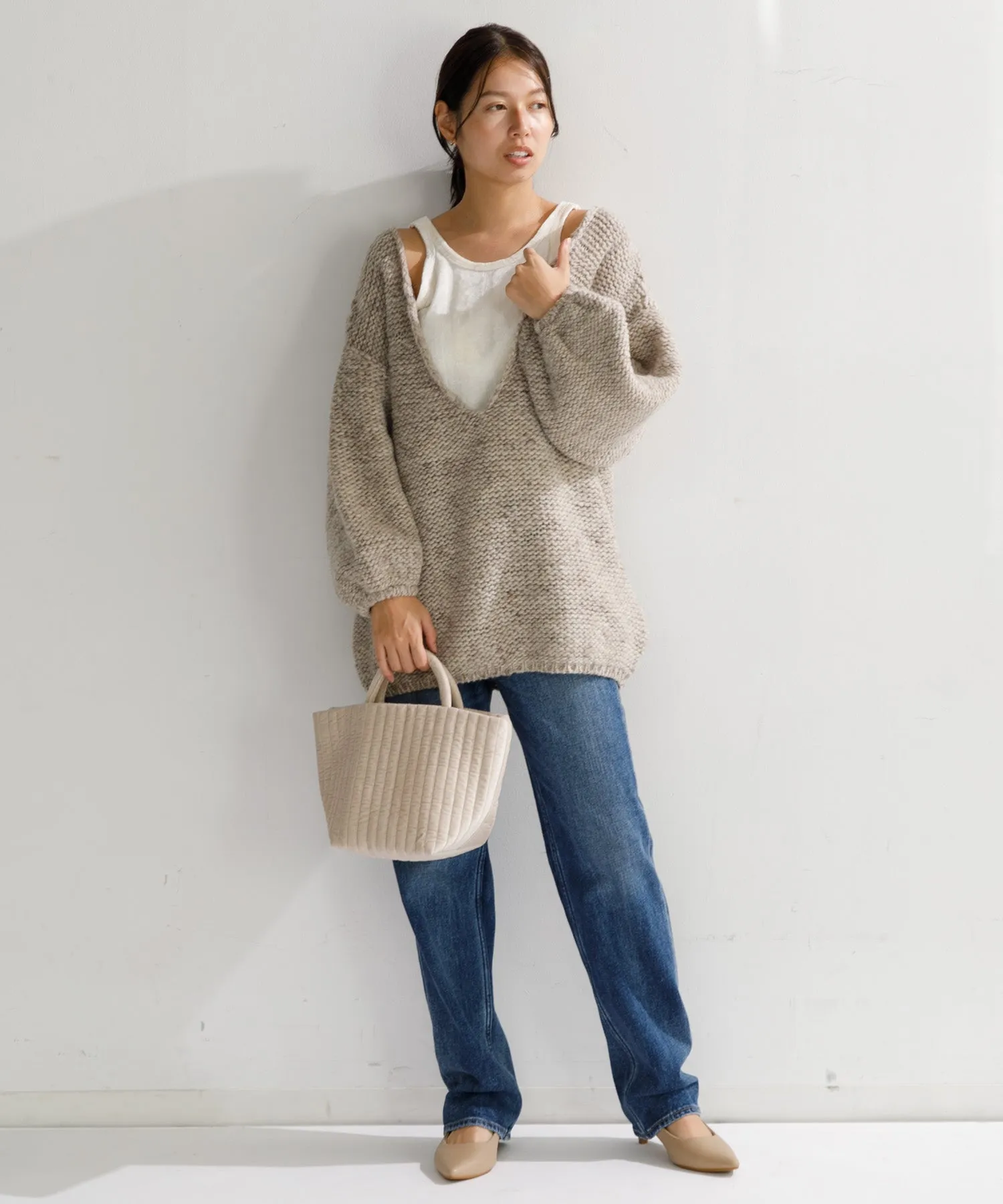 【WOMEN】beej Velour quilting tote bag