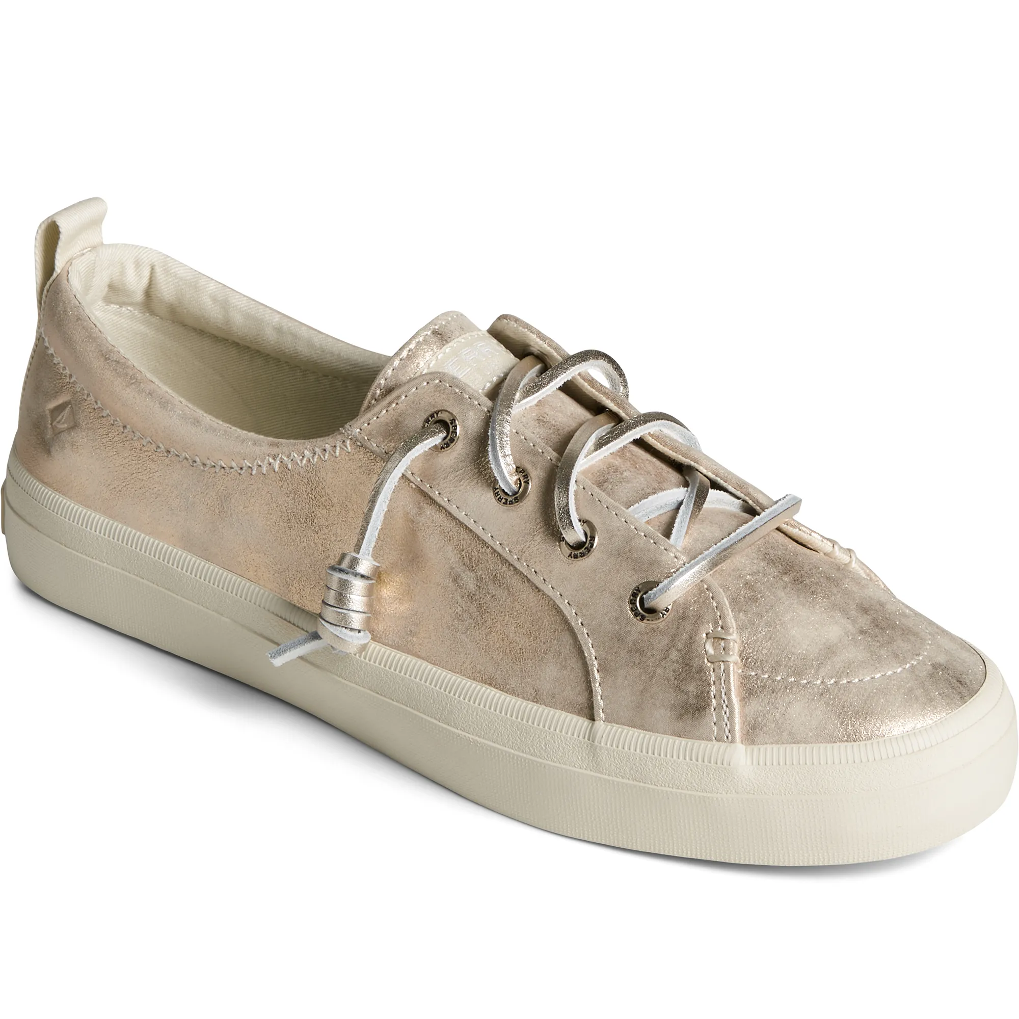 Women's Crest Vibe Metallic Leather Sneaker - Ivory (STS87913)